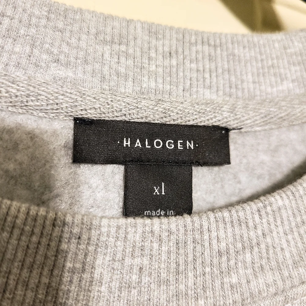 NWT Halogen "Wine Is My Valentine" Light Grey Comfy Fitted Scoop Neck Sweatshirt - Picture 6 of 8